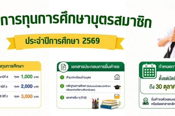 Read more about the article สวัสดิการทุนการศึกษาบุตรสมาชิก ประจำปีการศึกษา 2569